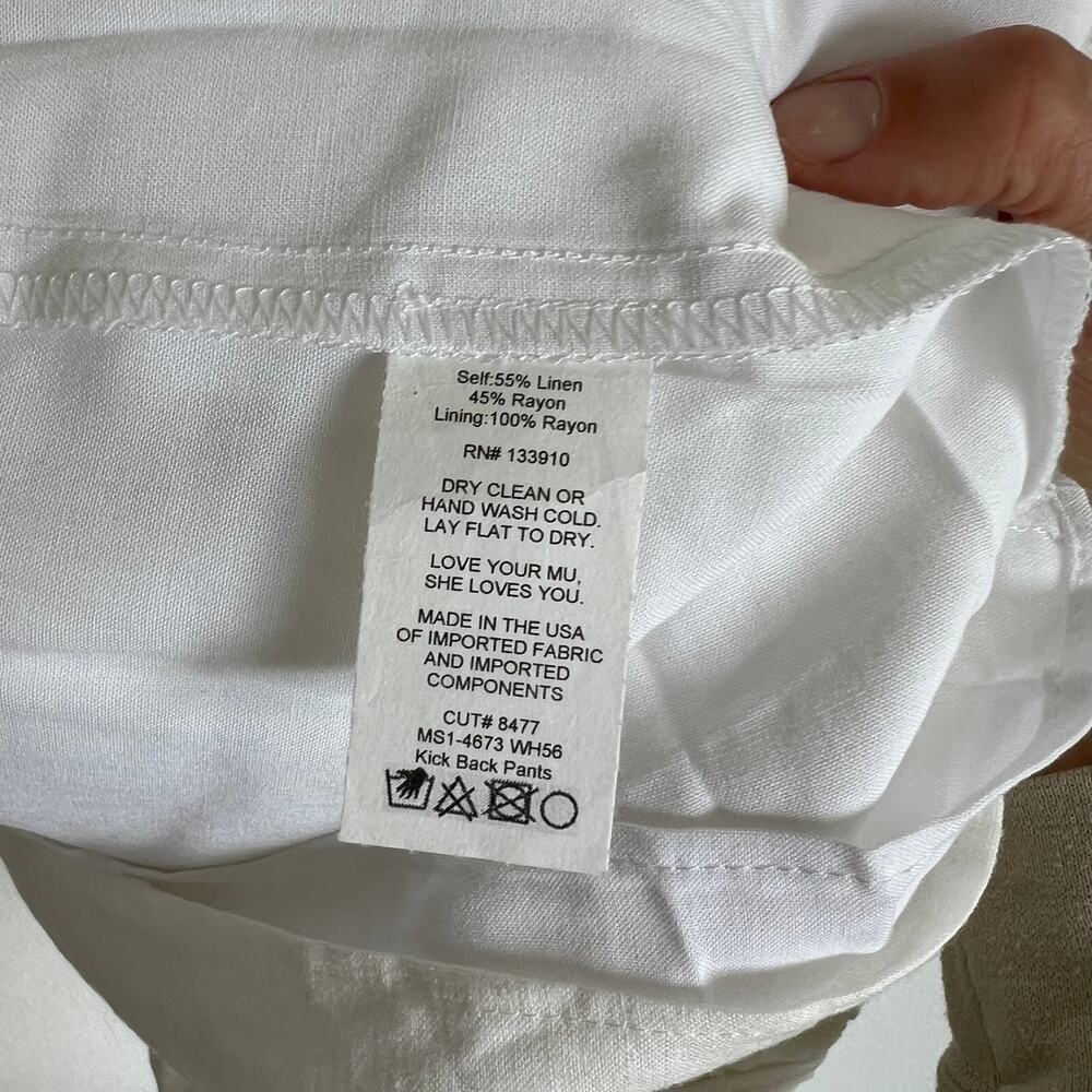 Show Me Your Mumu White KickBack Linen Wide Leg Pants Women’s Medium - Picture 7 of 7